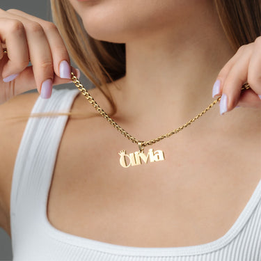 Queen Name Necklace - Custom Name Necklace - Personalised Necklace - Gifts for Mom - Personalized Gift Necklace Gold Brother & Sisters